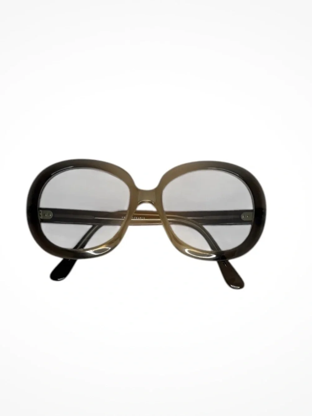 Vintage 50s SWANK TANIA Green Frame France Style: Round Brown Eyeglasses